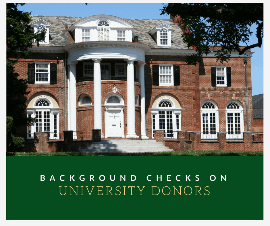 Background checks on university donors